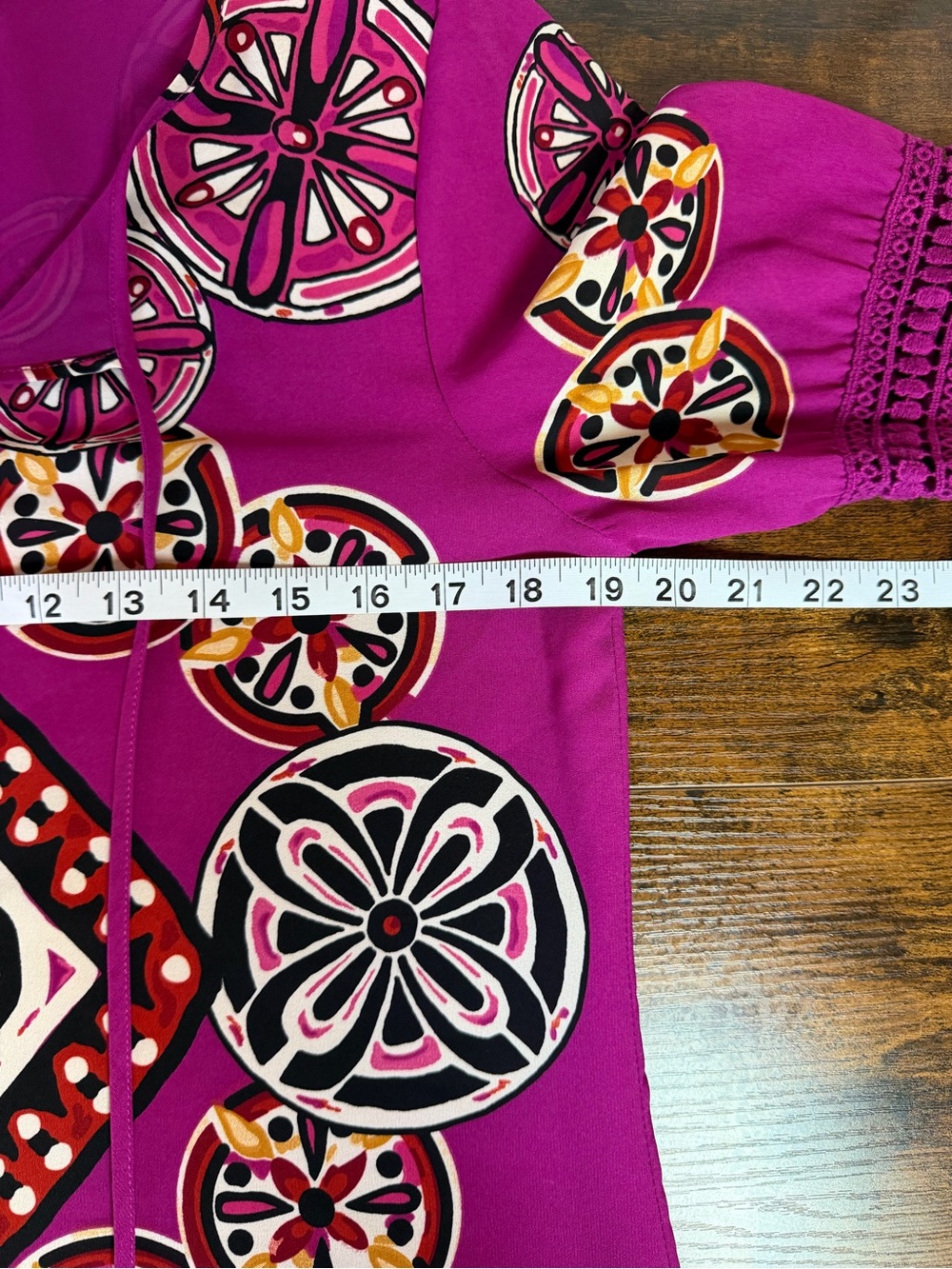 Chelsea & Violet Fuchsia Geometric Boho Fringe Tunic - Picture 5 of 9